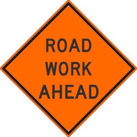 NATIONAL MARKER CO NMC Traffic Sign, Roadwork Ahead Sign, 30in X 30in, Orange TM229K